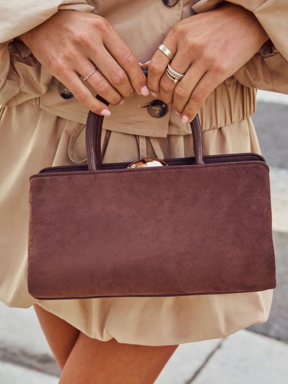 Corinne Faux Leather Top Handle Bag | Vici
